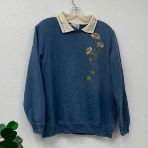 Vintage Blair Embroidered Double Collar Crewneck Sweater